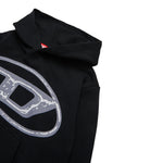 Diesel Felpa tinta unita con Cappuccio E Stampa Nero per Bambino J02487 NERO DIESEL 