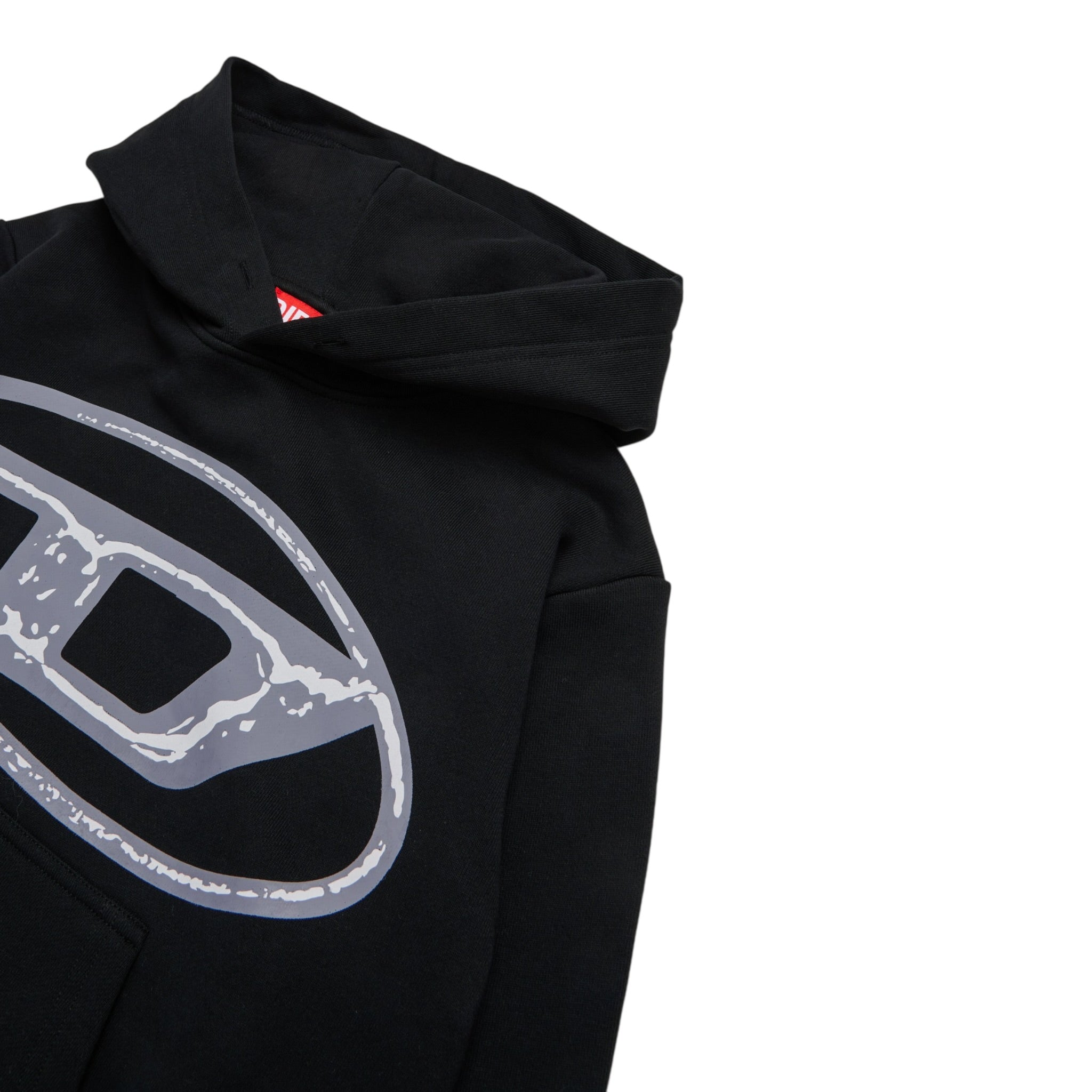 Diesel Felpa tinta unita con Cappuccio E Stampa Nero per Bambino J02487 NERO DIESEL 