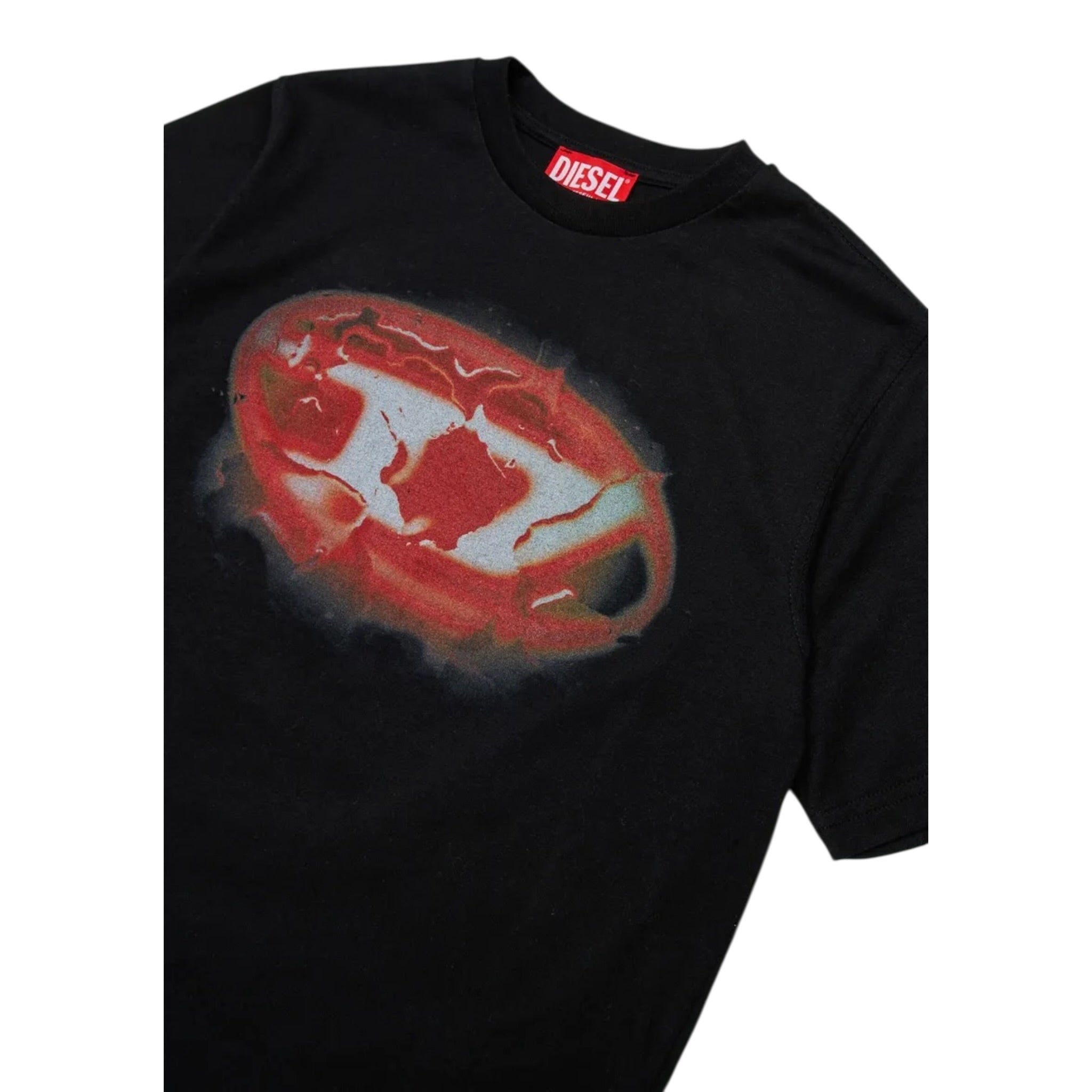 Diesel T-Shirt tinta unita con Logo Nero per Bambino J02496 NERO DIESEL 