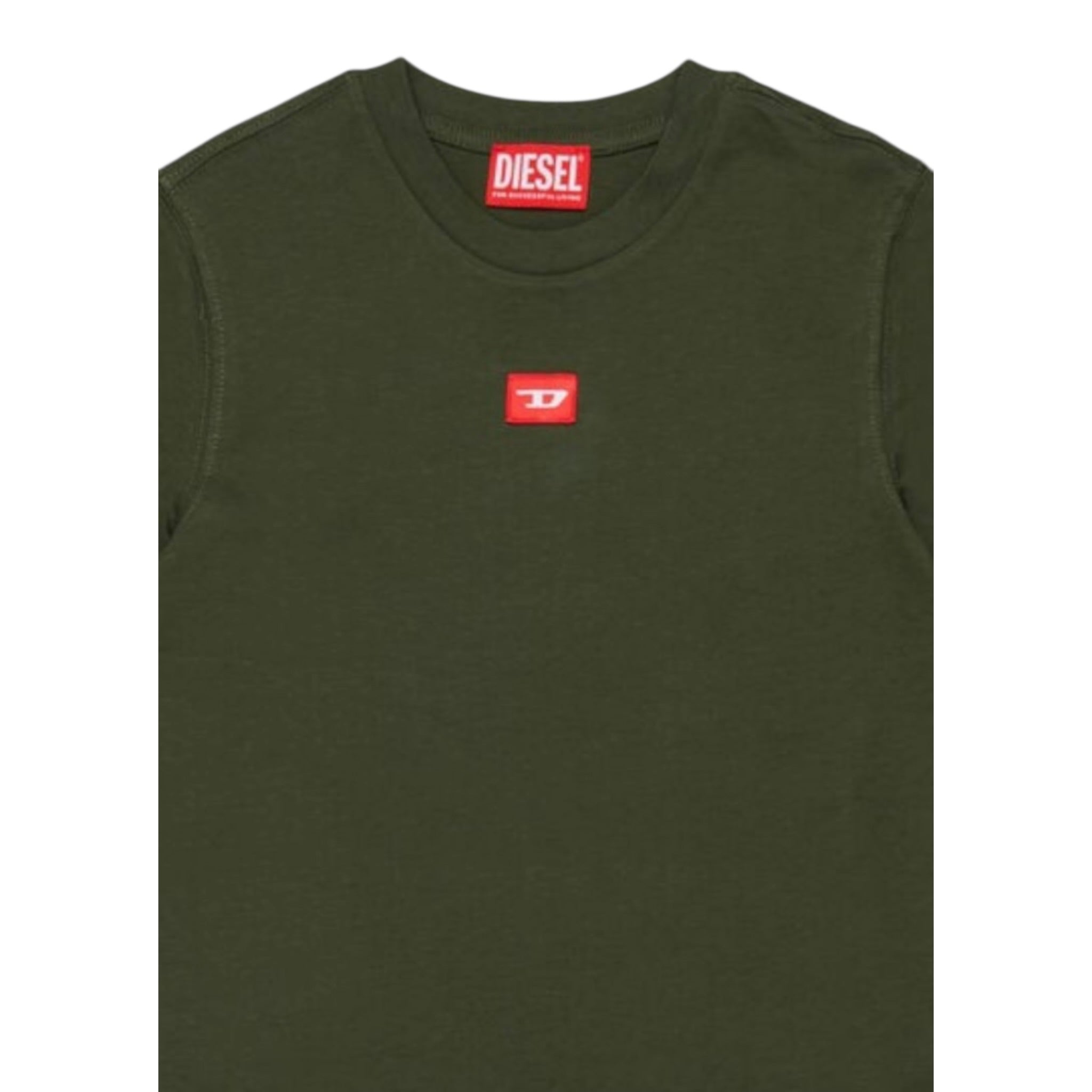 Diesel T-Shirt tinta unita con Logo Verde per Bambino J02501 VERDE DIESEL 