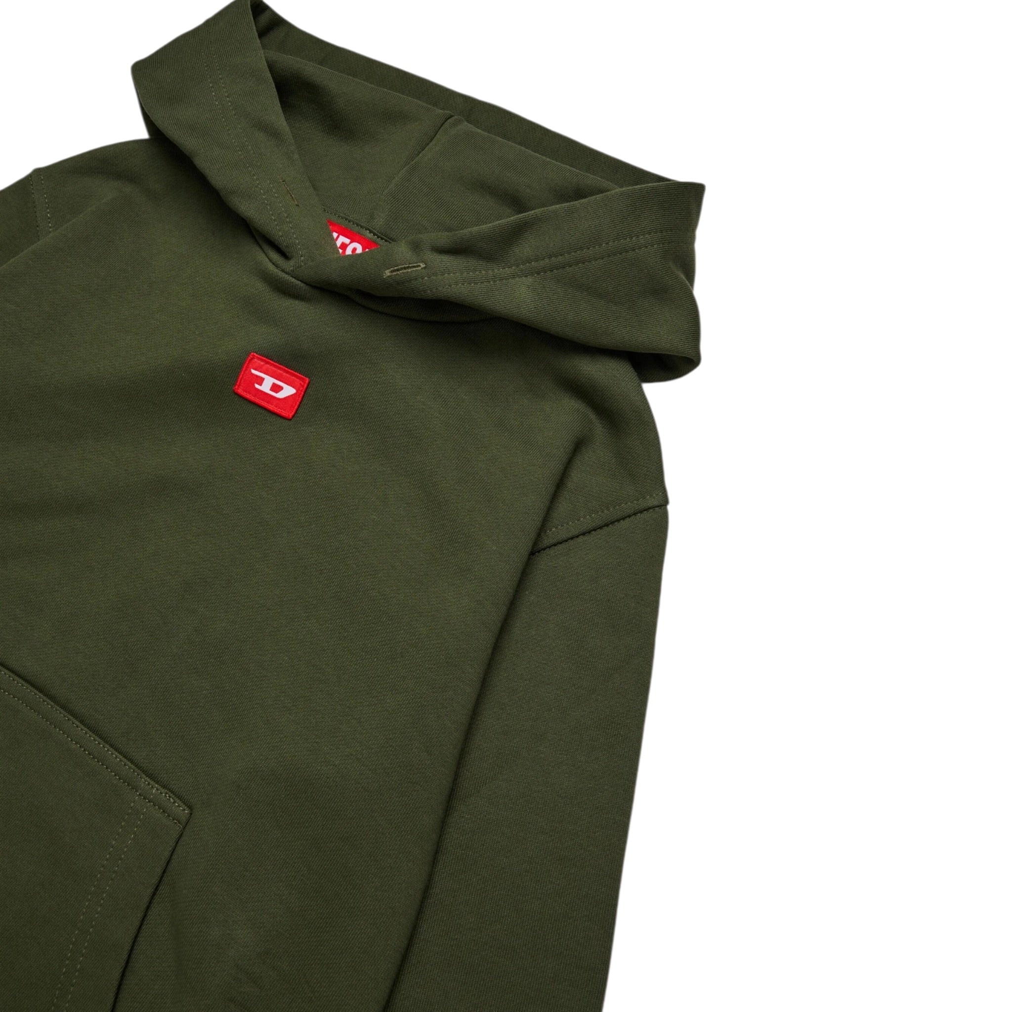Diesel Felpa Chiusa tinta unita con Cappuccio Verde per Bambino J02502X VERDE DIESEL 