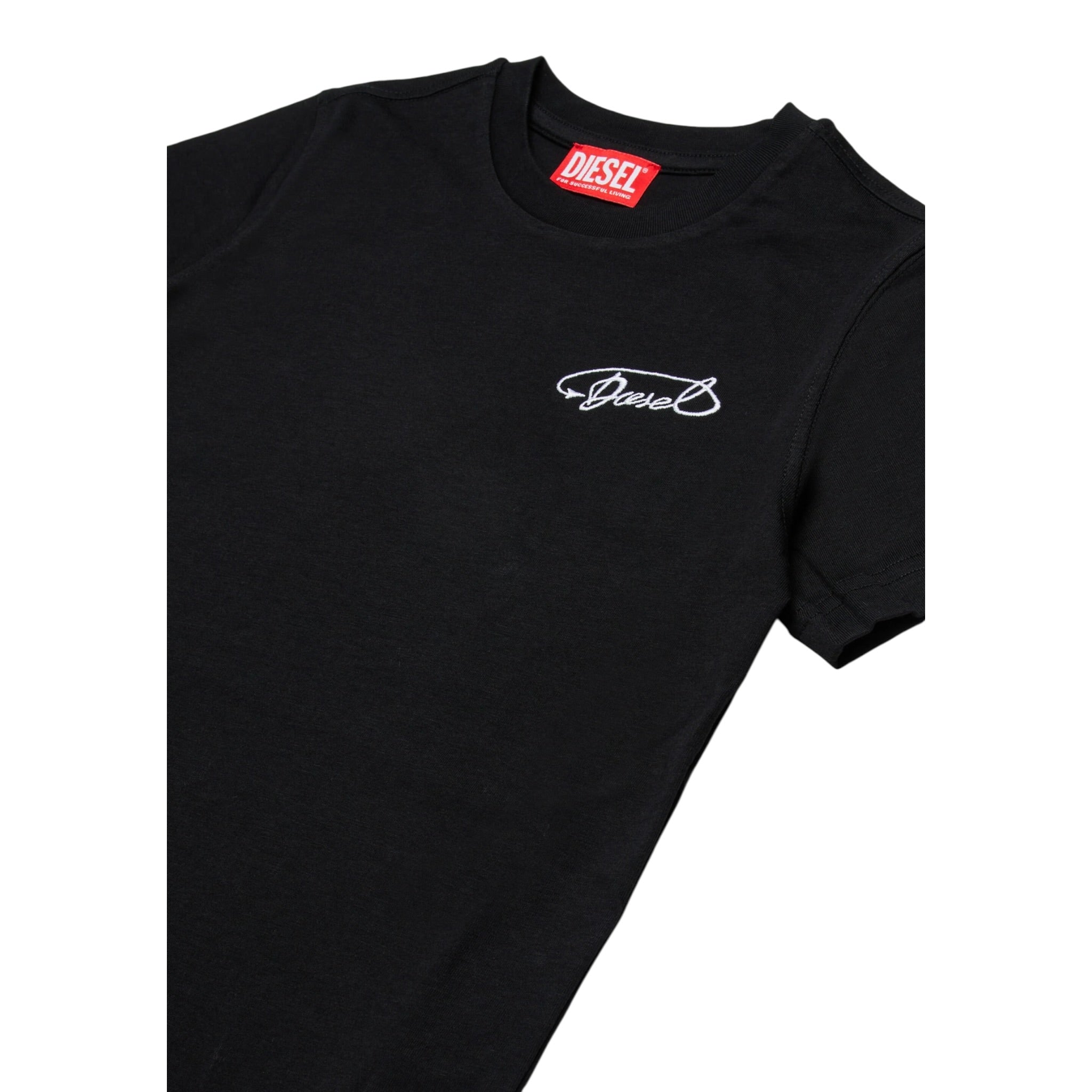 Diesel T-Shirt tinta unita con Logo Nero per Bambino J02526X NERO DIESEL 