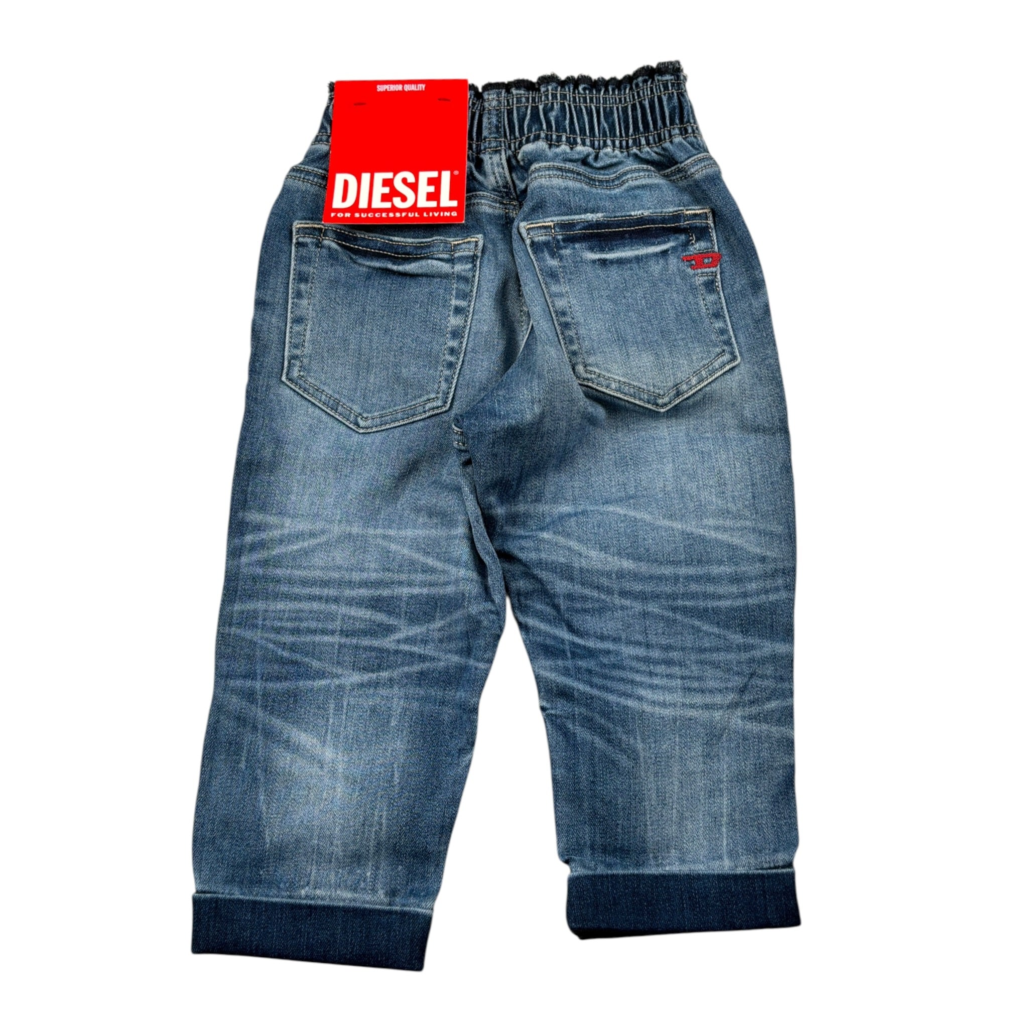 Diesel Jeans tinta unita con Elastico In Vita Blu per Neonato K00239 BLU DIESEL 