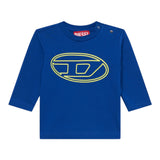 Diesel Shirt Girocollo tinta unita con Stampa Cobalto per Neonato K00712 COBALTO DIESEL 