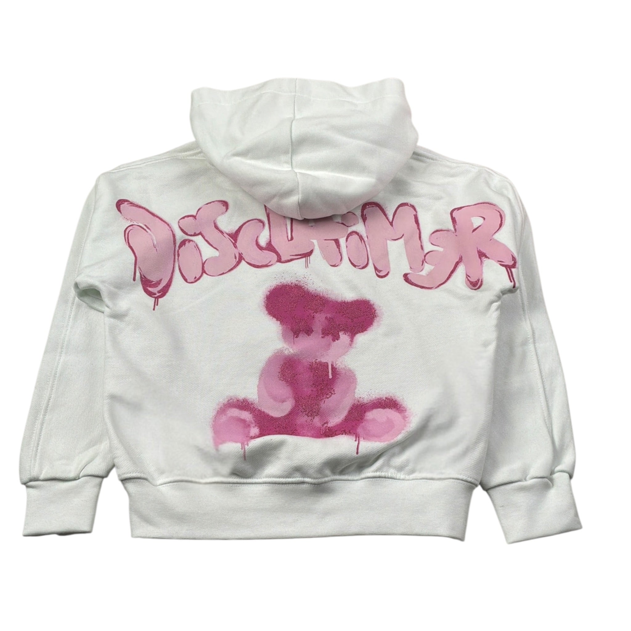 Disclaimer Felpa Chiusa con Cappuccio tinta unita con Logo Bianco per Bambina 25EDK5821 BIANCO DISCLAIMER 
