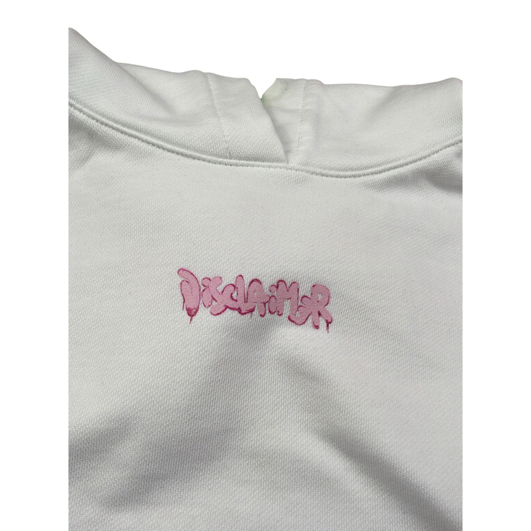 Disclaimer Felpa Chiusa con Cappuccio tinta unita con Logo Bianco per Bambina 25EDK5821 BIANCO DISCLAIMER 