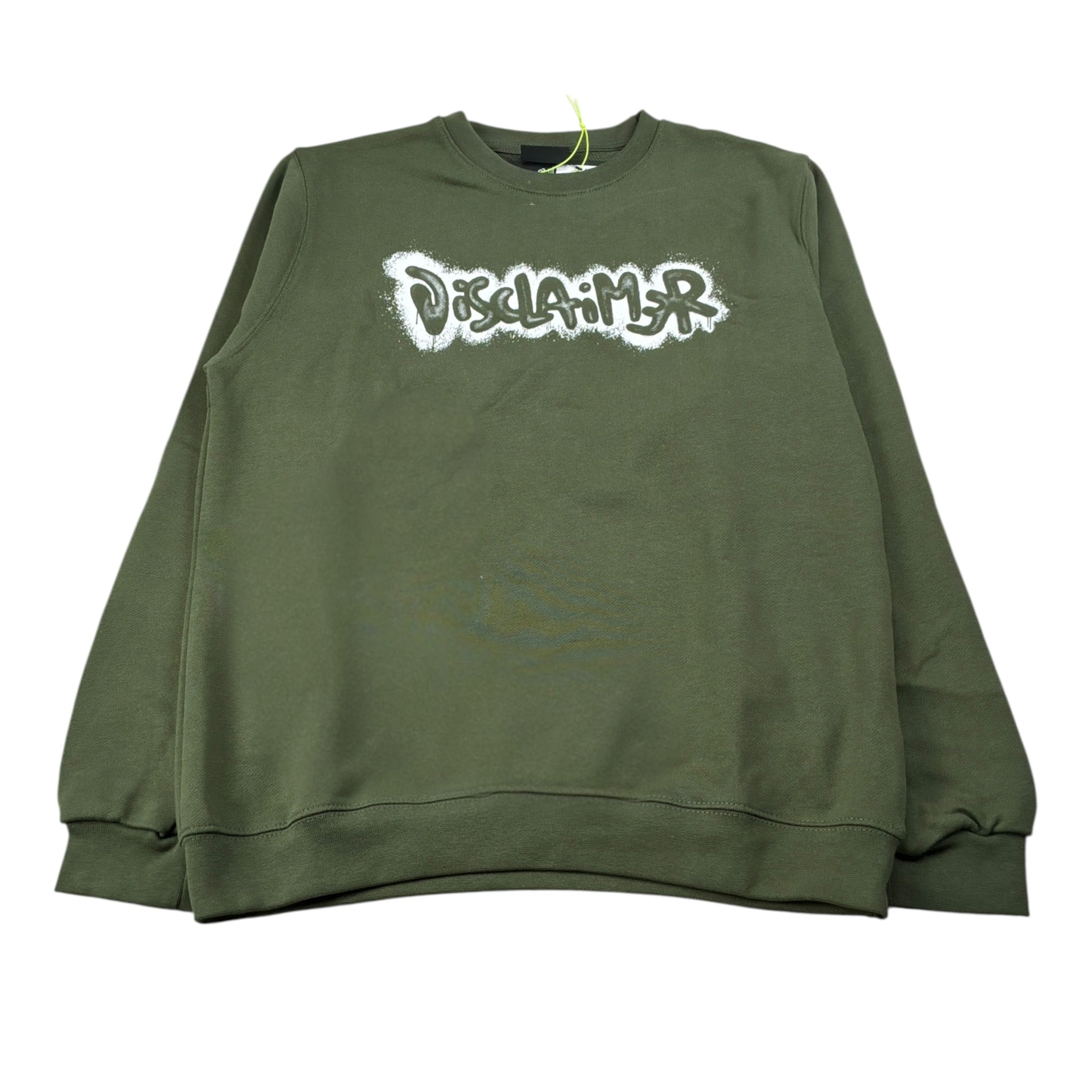 Disclaimer Felpa Chiusa Girocollo tinta unita con Logo Verde per Bambino 25IDK58617X VERDE DISCLAIMER 