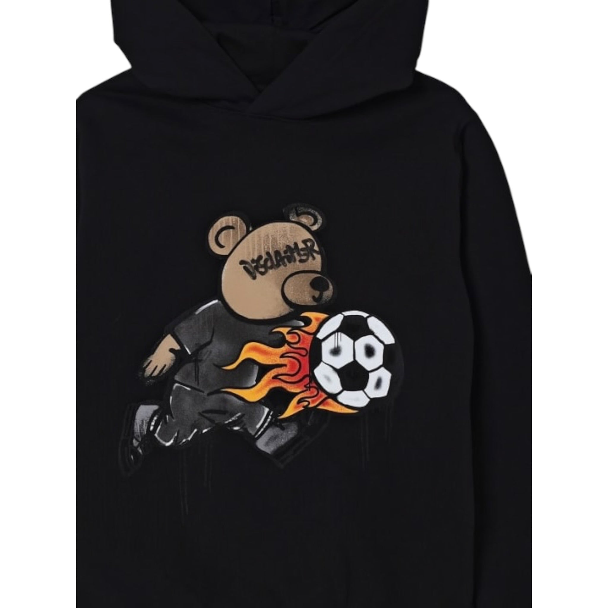 Disclaimer Felpa Chiusa con Cappuccio tinta unita con Logo Nero per Bambino 25IDK58673X NERO DISCLAIMER 
