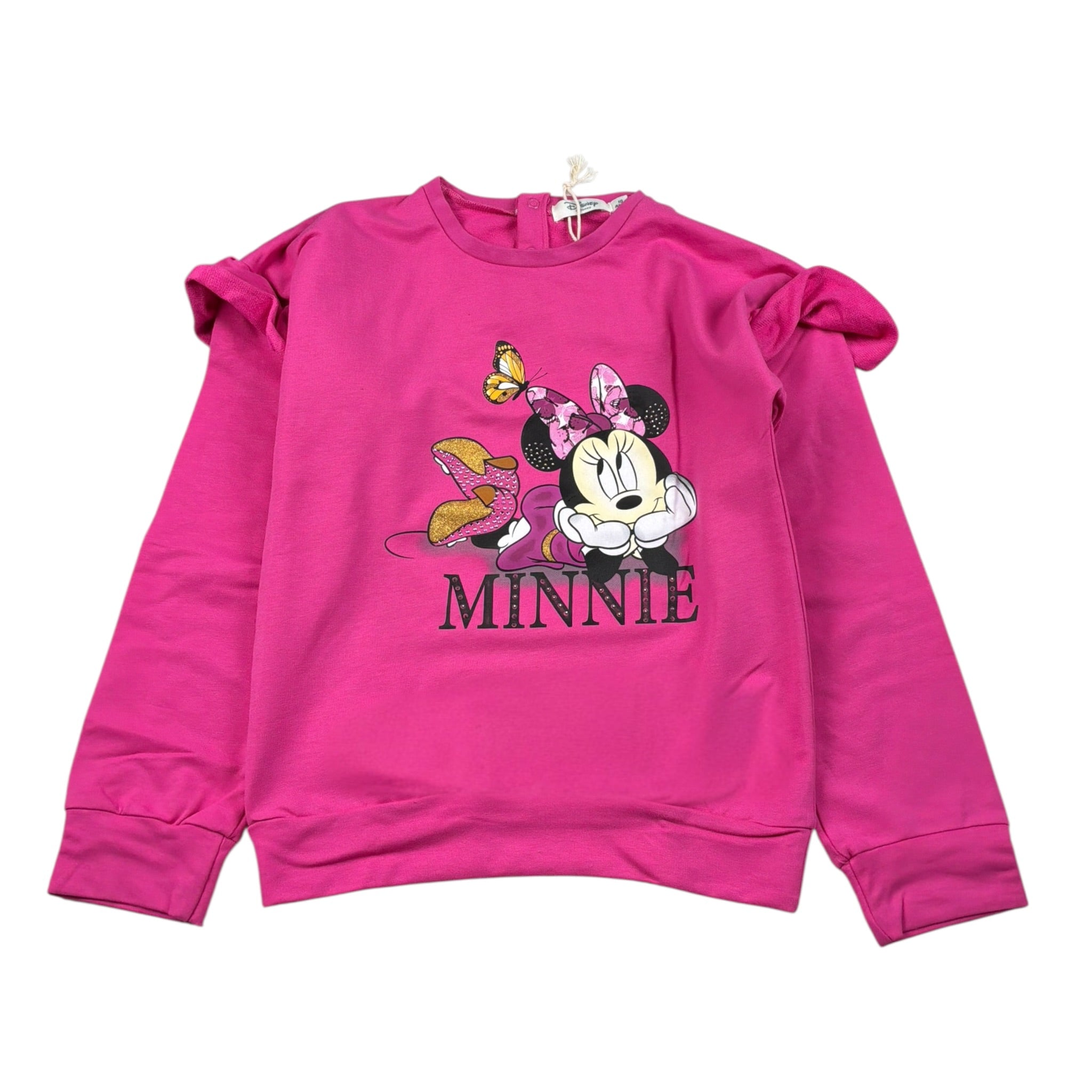 Disney Felpa tinta unita Girocollo con Stampa Fuxia per Bambina WE0017 FUXIA DISNEY 