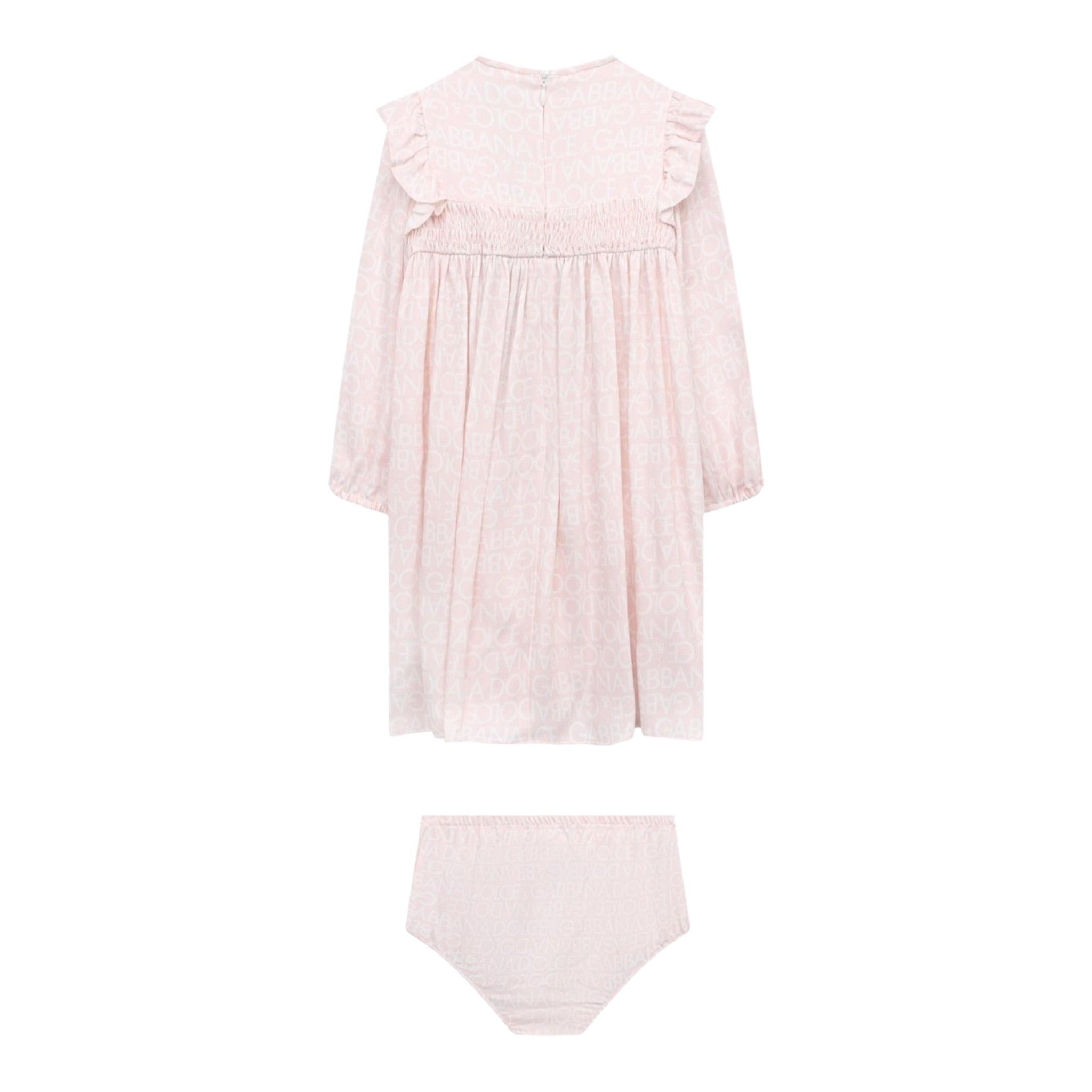Dolce & Gabbana Set Abito-Coulotte tinta unita Rosa per Neonata L23DP6 ROSA DOLCE & GABBANA 