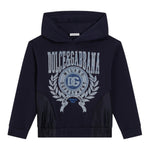 Dolce & Gabbana Felpa Chiusa con Cappuccio tinta unita con Logo Blu per Bambino L4JWMC BLU DOLCE & GABBANA 