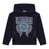 Dolce & Gabbana Felpa Chiusa con Cappuccio tinta unita con Logo Blu per Bambino L4JWMC BLU DOLCE & GABBANA 