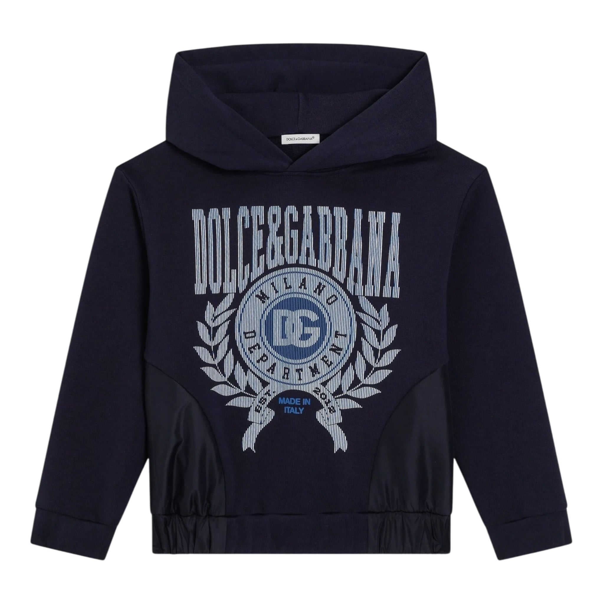 Dolce & Gabbana Felpa Chiusa con Cappuccio tinta unita con Logo Blu per Bambino L4JWMC BLU DOLCE & GABBANA 