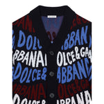 Dolce & Gabbana Cardigan tinta unita con Stampe Logo Blu per Neonato L4KWE3N BLU DOLCE & GABBANA 