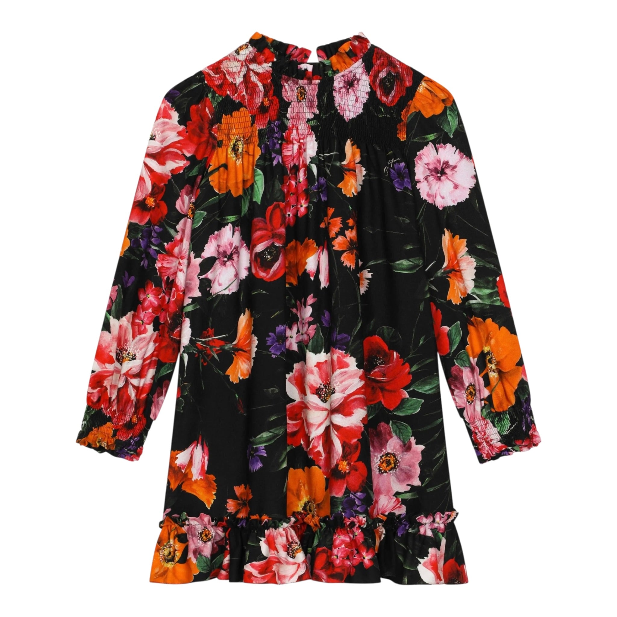 Dolce & Gabbana Abito Manica Lunga Fantasia Floreale Nero per Bambina L53DX7 NERO DOLCE & GABBANA 