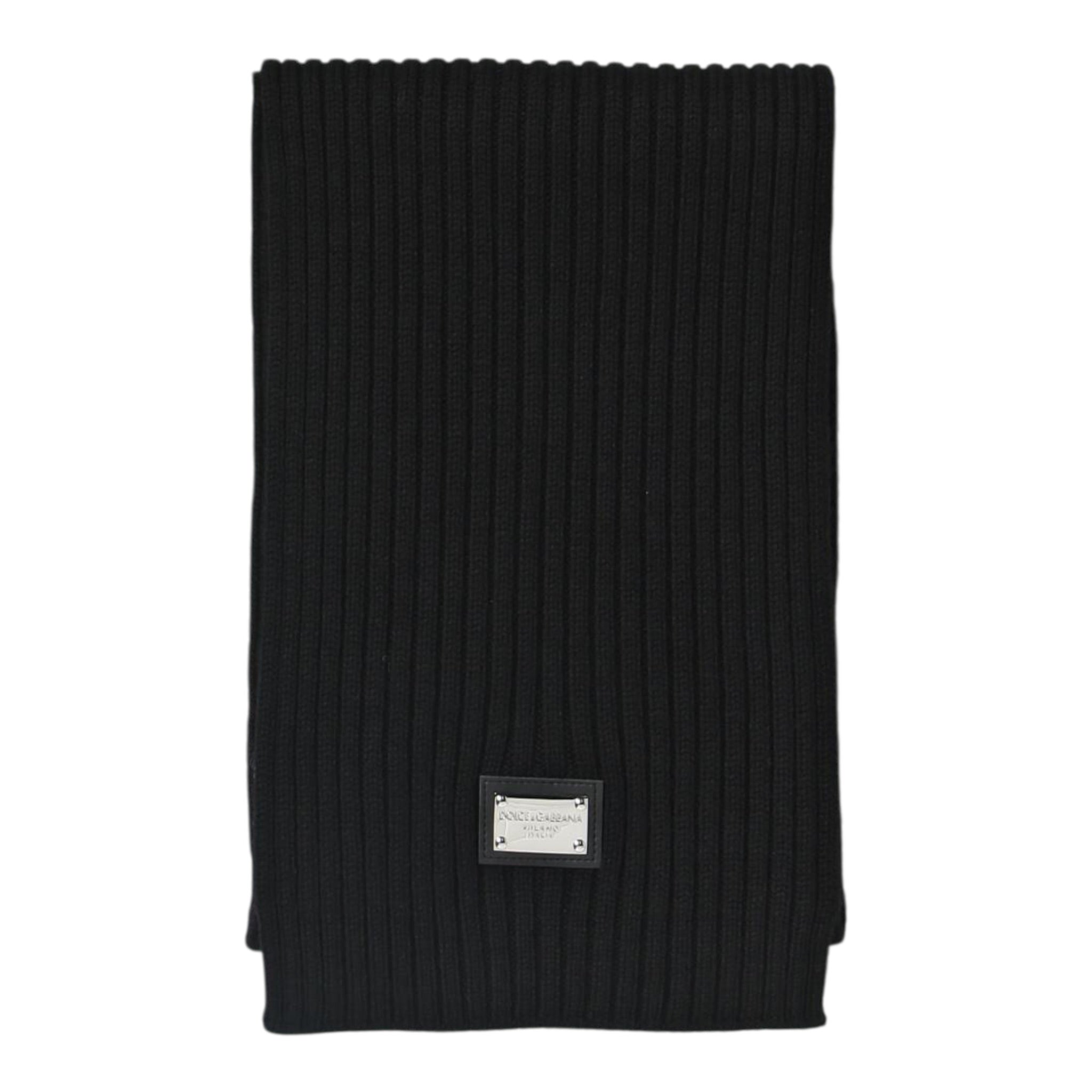 Dolce & Gabbana Sciarpa tinta unita con Logo Nero per Bambino LBKAB4 NERO DOLCE & GABBANA 