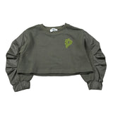 Dondup Felpa Chiusa Girocollo con Logo Verde per Bambina DFFE020 VERDE DONDUP 