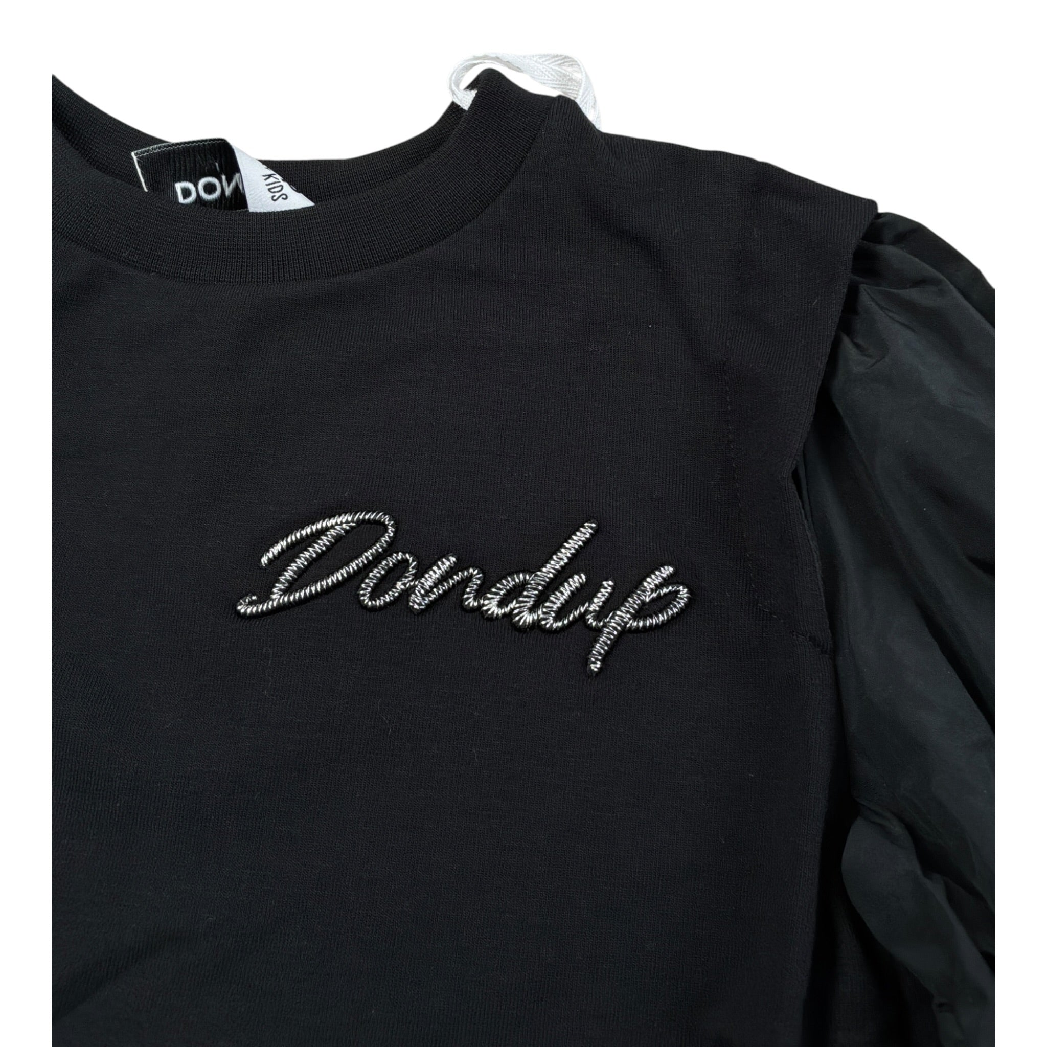 Dondup Felpa Chiusa Girocollo tinta unita con Logo Nero per Bambina DFFE022 NERO DONDUP 