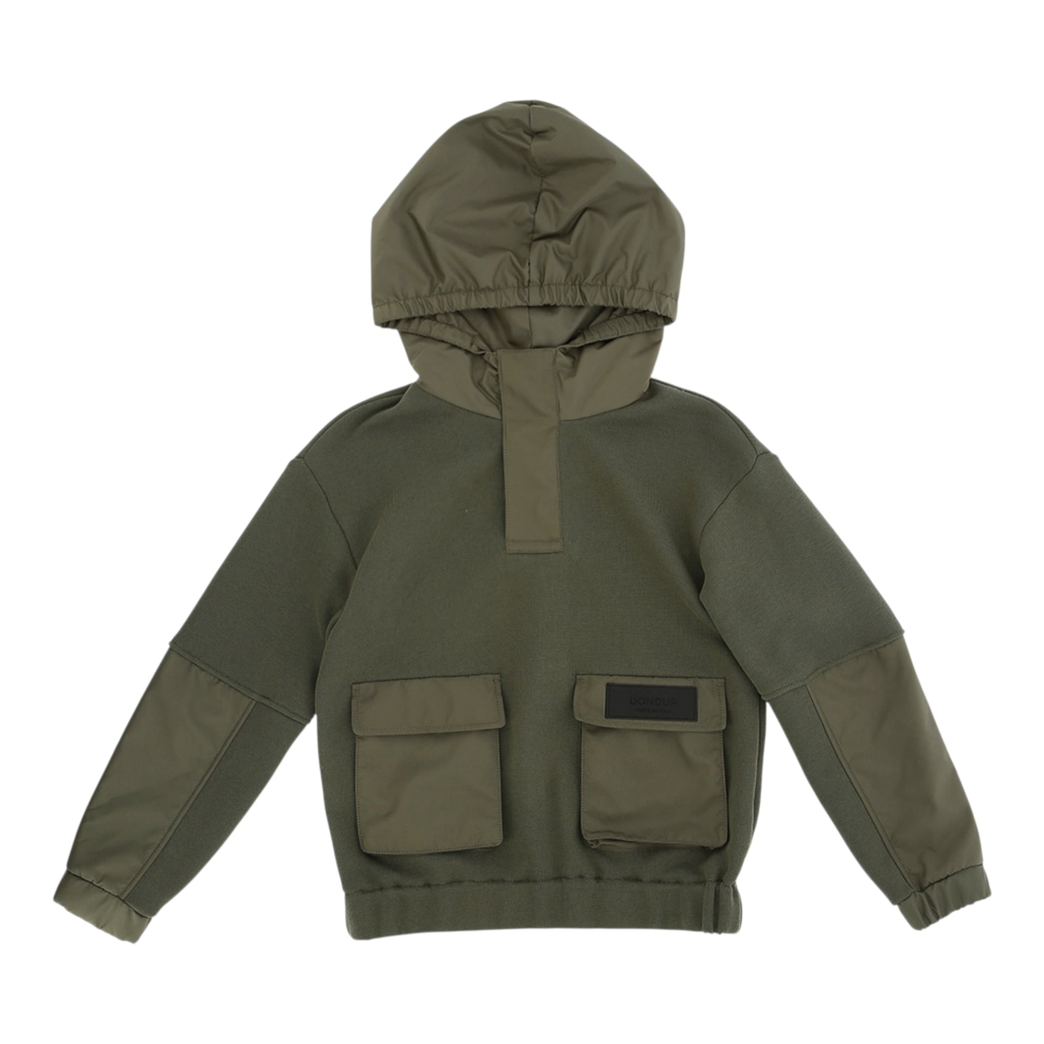 Dondup Felpa tinta unita con Cappuccio Verde per Bambino DMFE024 VERDE DONDUP 