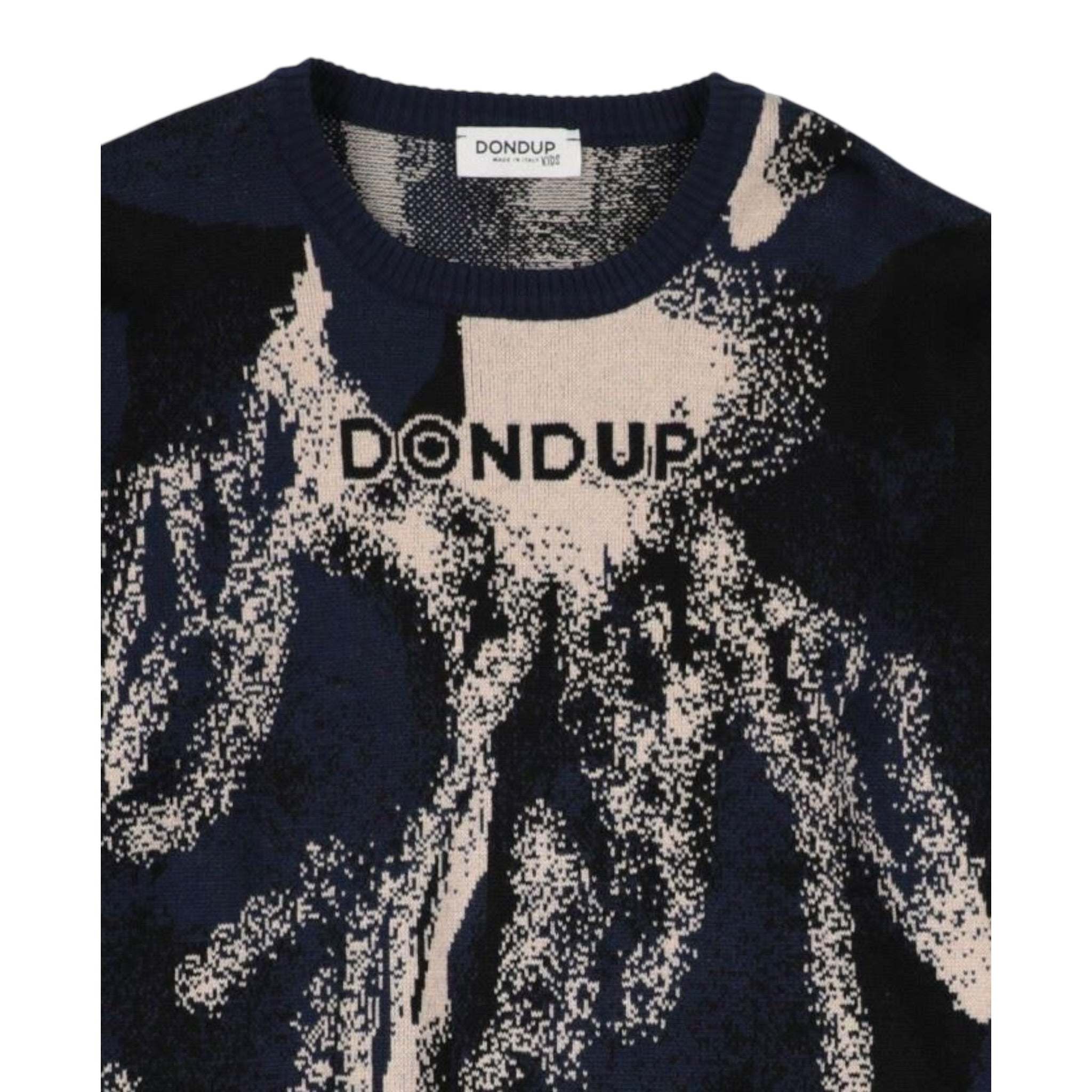 Dondup Maglia tinta unita con Stampa Blu per Bambino DMMA037 BLU DONDUP 