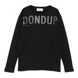 Dondup Shirt tinta unita Girocollo con Stampa Nero per Bambino DMTS044 NERO DONDUP 