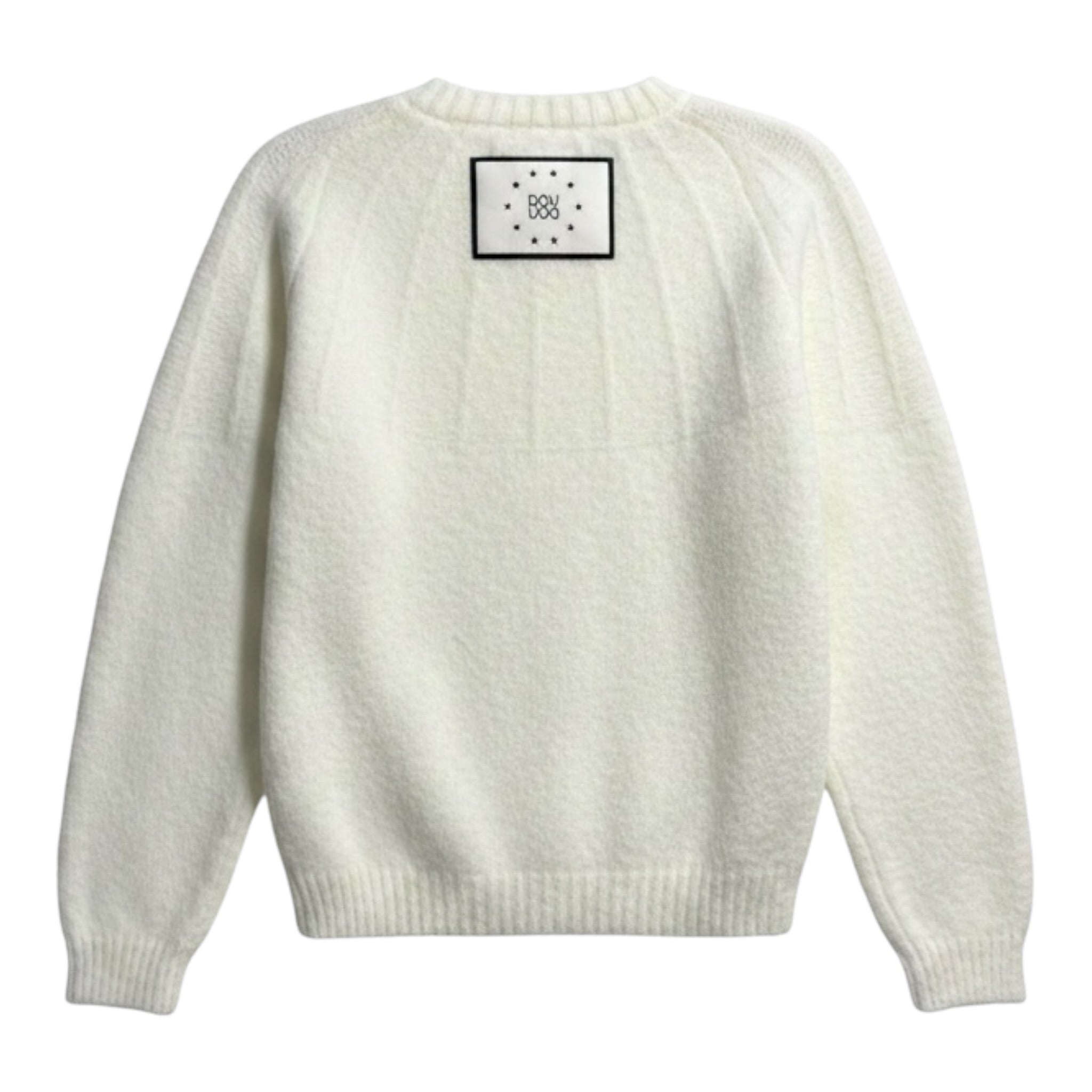 Dou Dou Maglia Girocollo tinta unita con Logo Bianco per Bambina DV9A50 BIANCO DOU DOU 