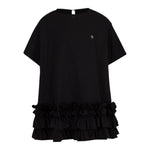 Dou Dou Abito Mezza Manica tinta unita con Rouches Nero per Bambina DW1A61 NERO DOU DOU 