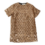Dou Dou Abito Mezza Manica con Paillettes Bronzo per Bambina DX1A91XX BRONZO DOU DOU 