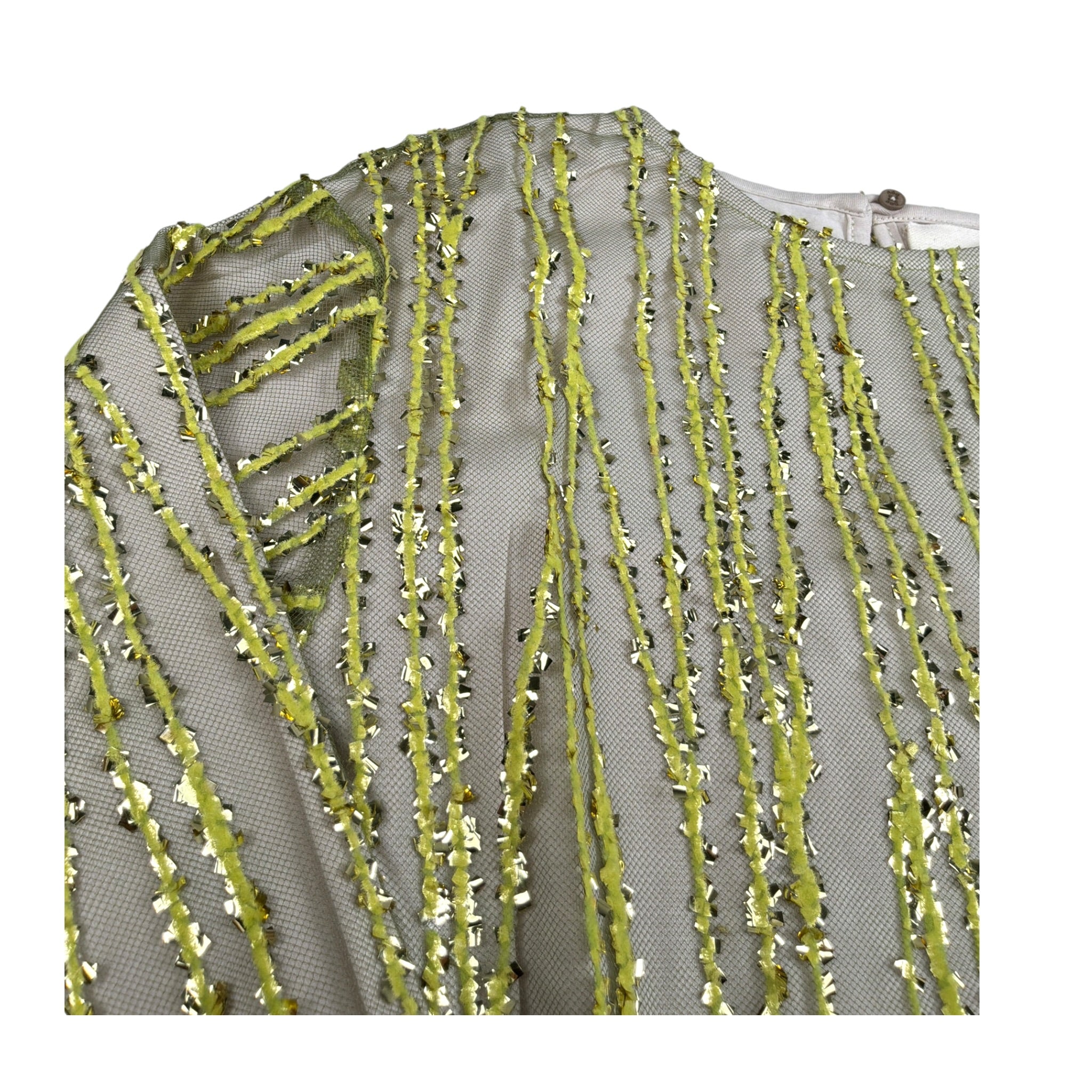 Dou Dou Abito Manica Lunga Paillettato Verde per Bambina DX1B10 VERDE DOU DOU 