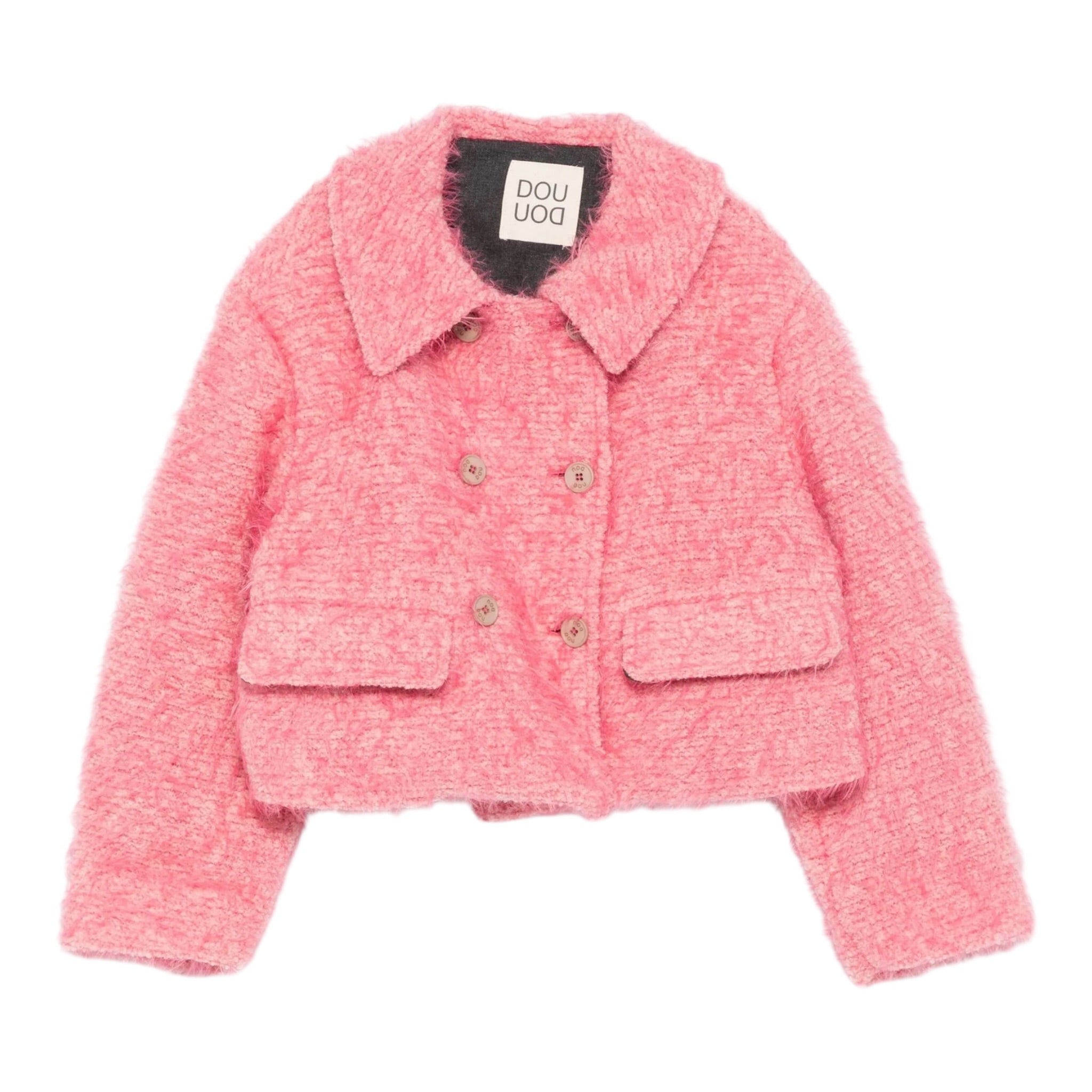 Dou Dou Cappotto Crop tinta unita Rosa per Bambina DX2A44 ROSA DOU DOU 