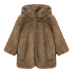 Dou Dou Pelliccia tinta unita con Cappuccio Beige per Bambina DX2P90 BEIGE DOU DOU 