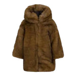 Dou Dou Pelliccia tinta unita con Cappuccio Marrone per Bambina DX2P90H0073 MARRONE DOU DOU 