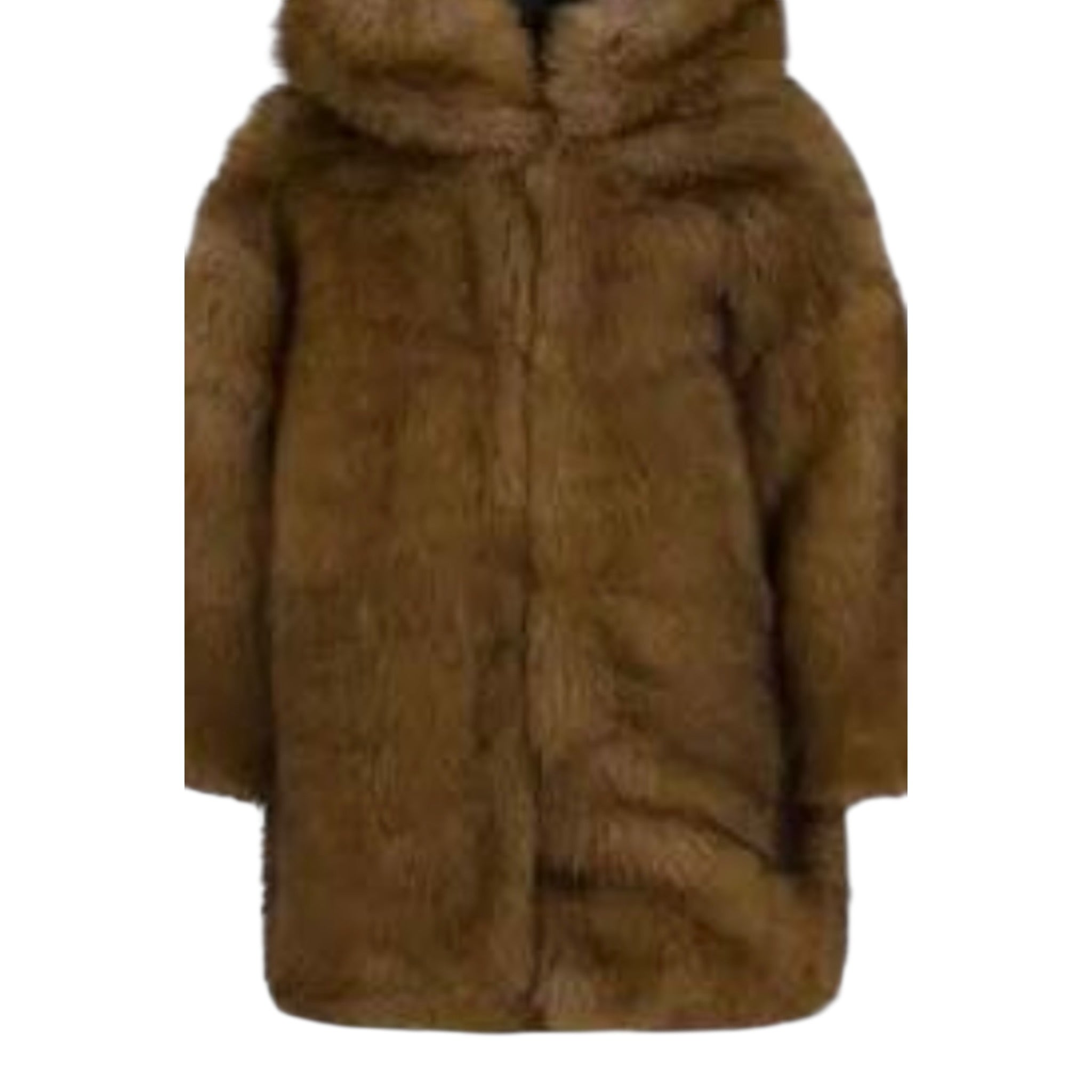 Dou Dou Pelliccia tinta unita con Cappuccio Marrone per Bambina DX2P90H0073 MARRONE DOU DOU 
