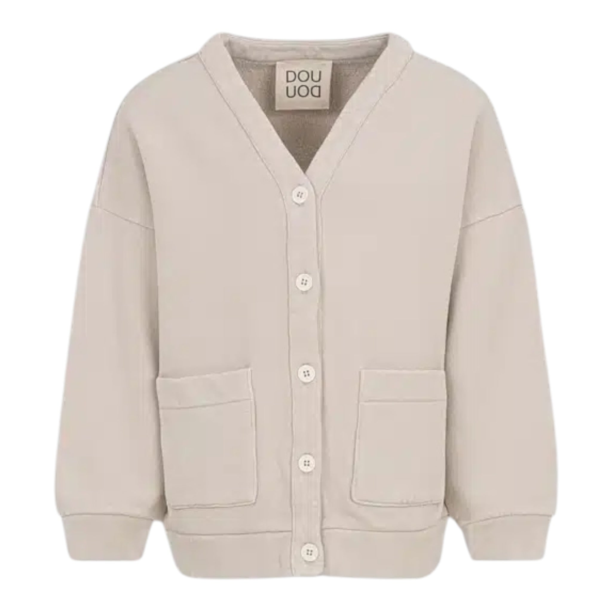 Dou Dou Cardigan tinta unita con Logo Beige per Bambino DX4A10 BEIGE DOU DOU 