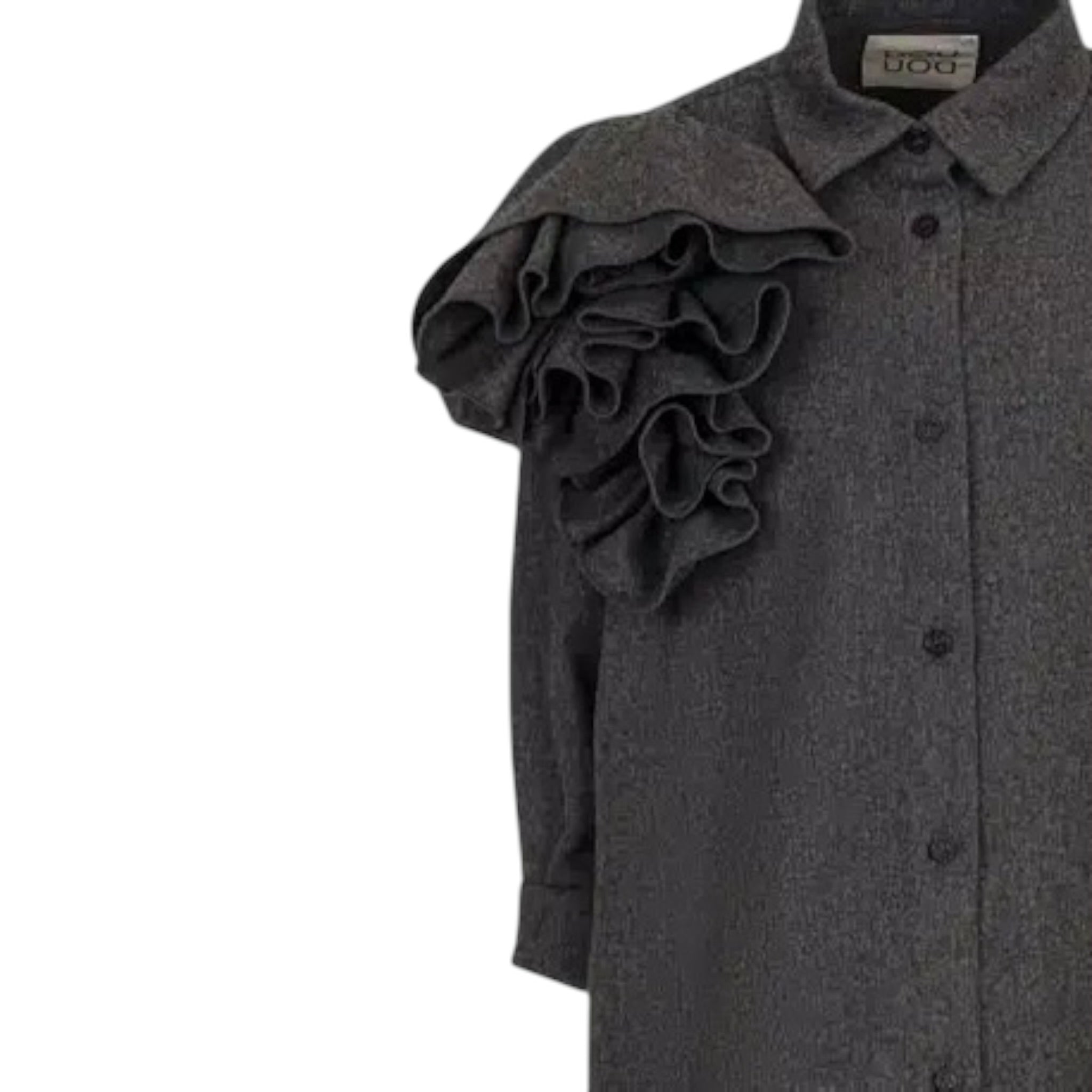 Dou Dou Camicia tinta unita con Applicazione Grigio per Bambina DX5A00 GRIGIO DOU DOU 