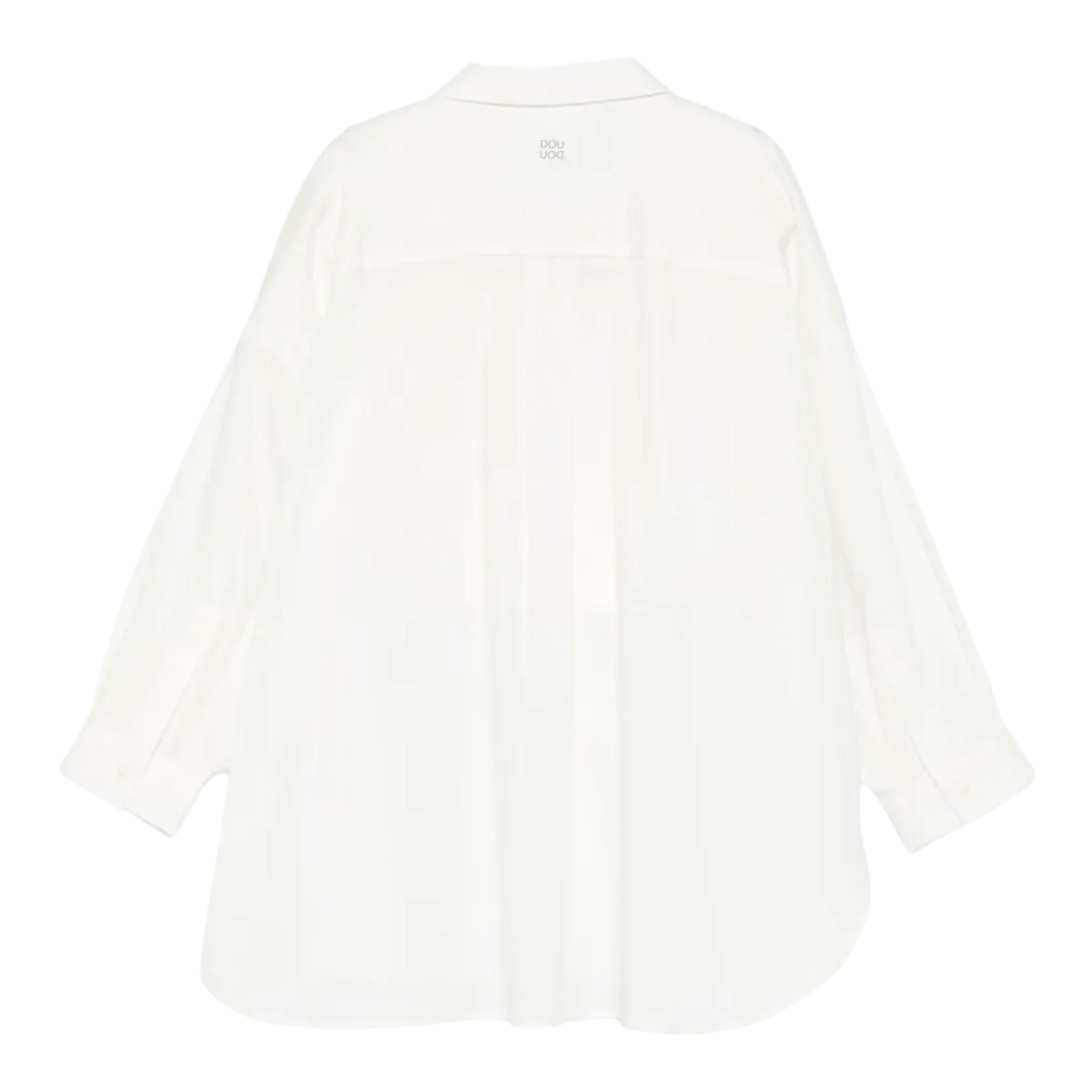 Dou Dou Camicia tinta unita con Righino In Contrasto Bianco per Bambina DX5A10X BIANCO DOU DOU 