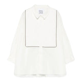 Dou Dou Camicia tinta unita con Righino In Contrasto Bianco per Bambina DX5A10XX BIANCO DOU DOU 