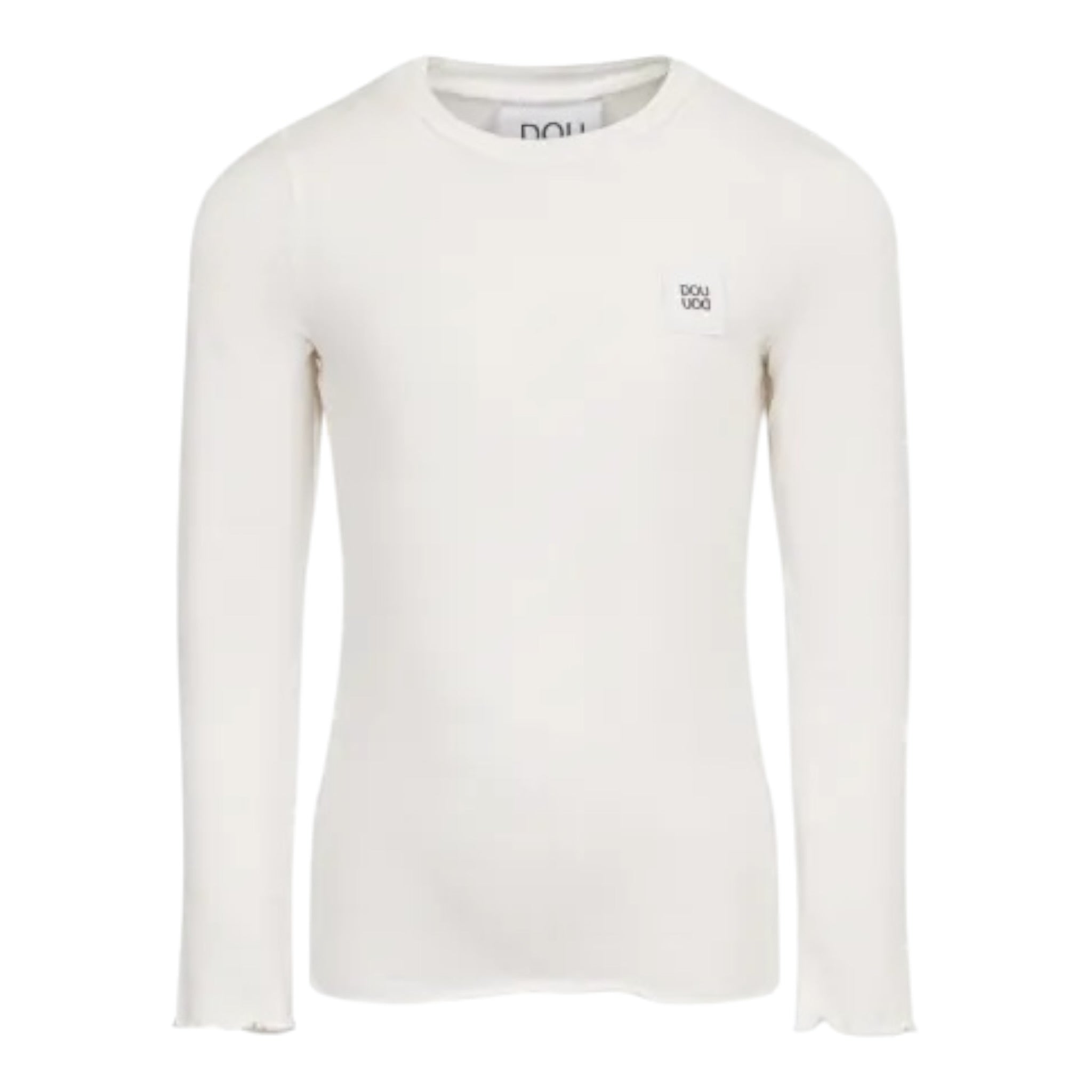 Dou Dou Shirt tinta unita con Logo Bianco per Bambina DX8A40X BIANCO DOU DOU 