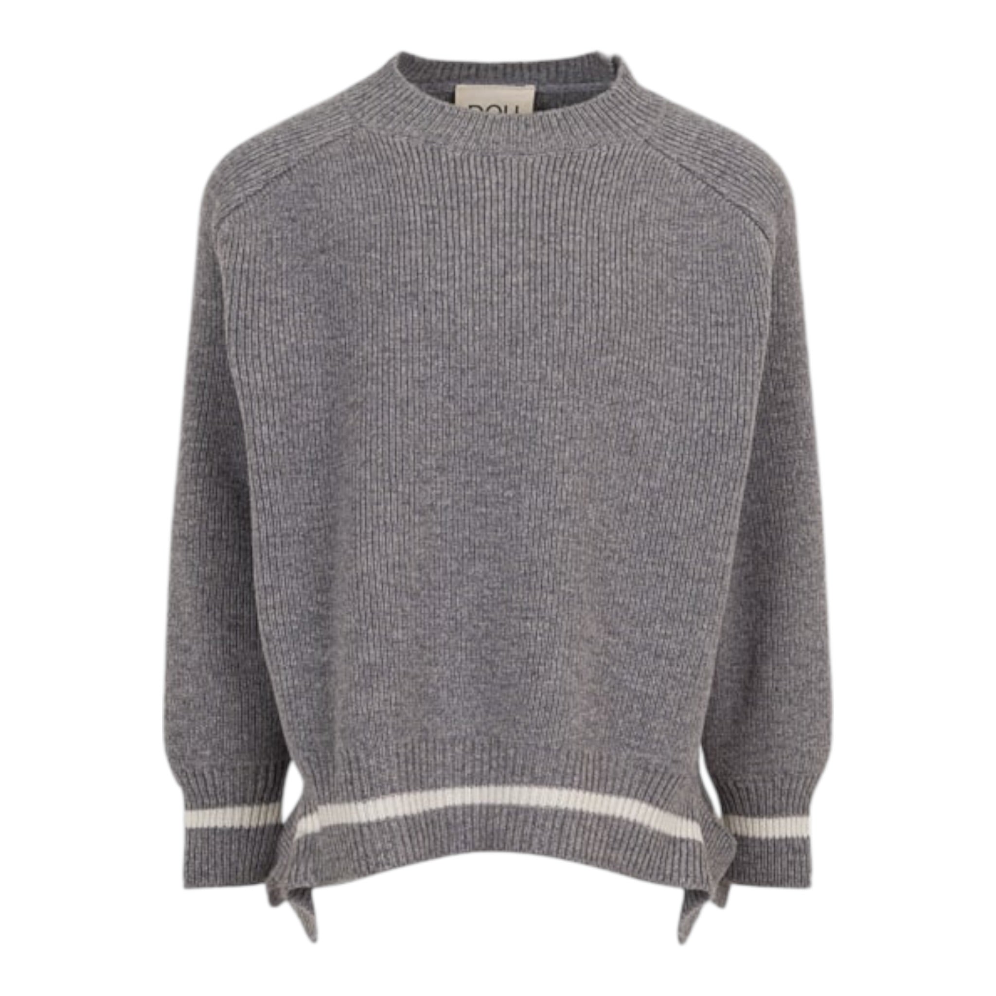 Dou Dou Maglia Girocollo tinta unita con Logo Grigio per Bambina DX9P40 GRIGIO DOU DOU 