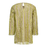 Dou Dou Abito Manica Lunga Tinta Uita con Rete Beige per Bambina DXB10 BEIGE DOU DOU 