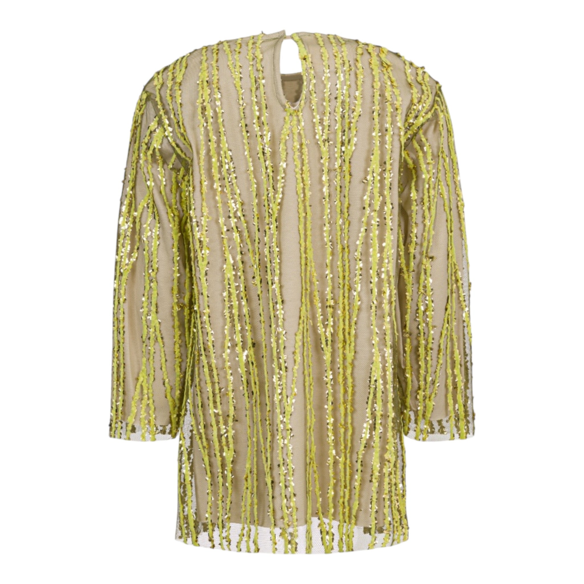 Dou Dou Abito Manica Lunga Tinta Uita con Rete Beige per Bambina DXB10 BEIGE DOU DOU 