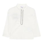Dou Dou Camicia tinta unita con Righino In Contrasto Bianco per Bambina DXP00 BIANCO DOU DOU 