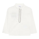 Dou Dou Camicia tinta unita con Righino In Contrasto Bianco per Bambina DXP00 BIANCO DOU DOU 
