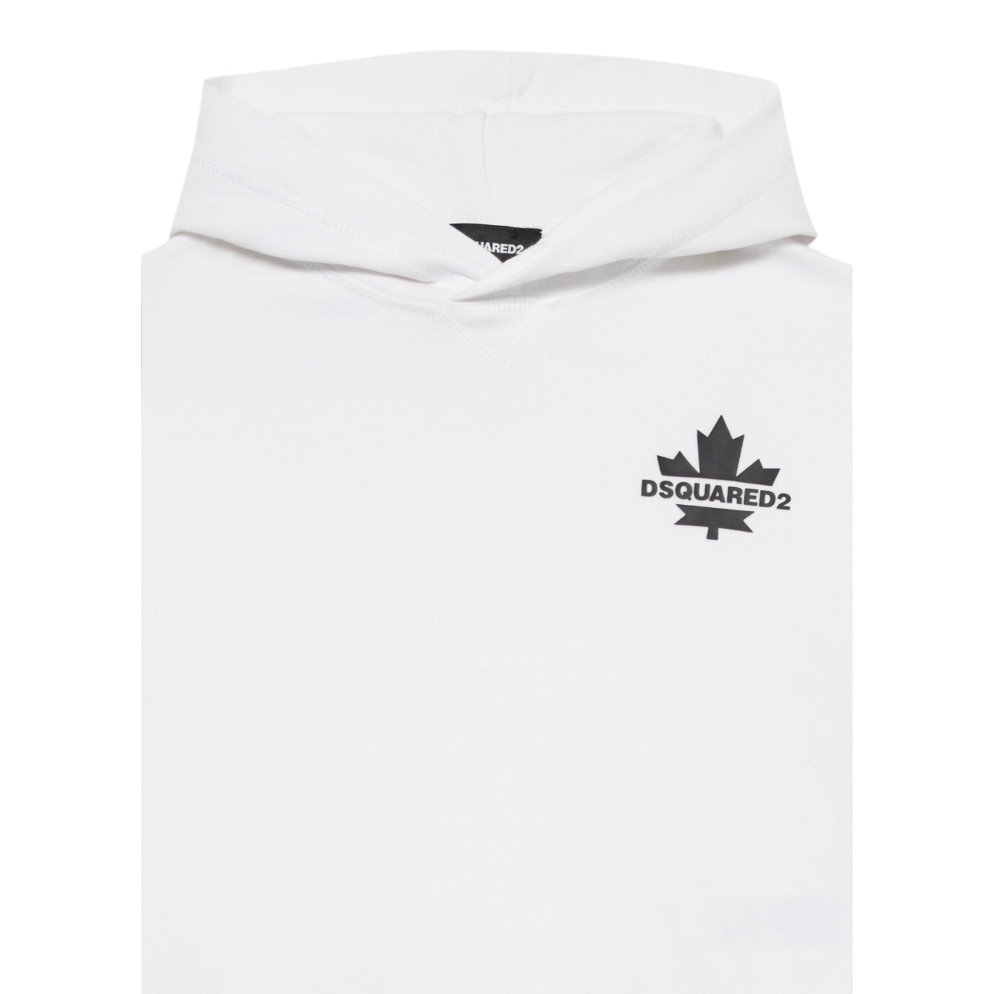 Dsquared2 Felpa Chiusa con Cappuccio tinta unita con Logo Bianco per Bambino 13147756X BIANCO DSQUARED2 