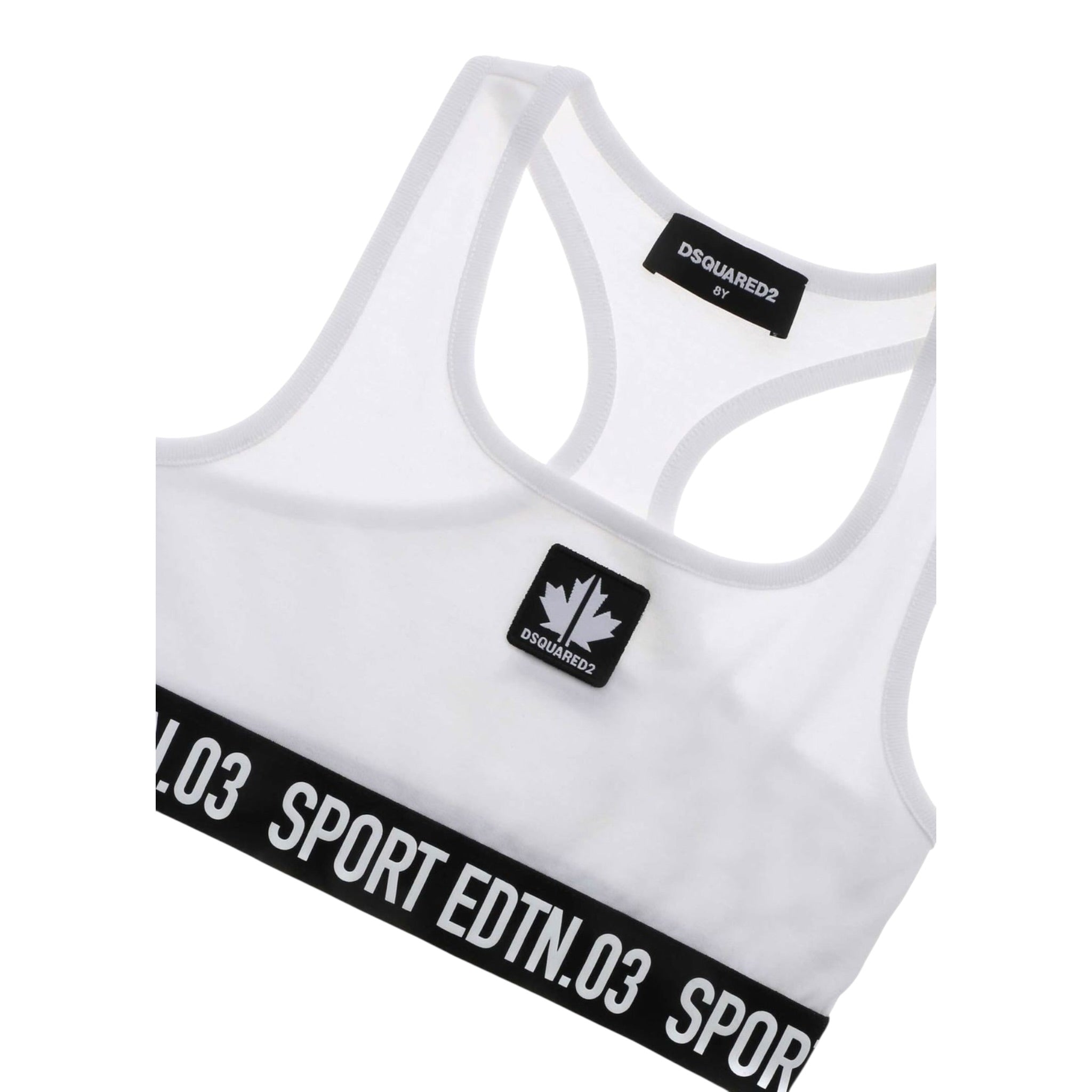 Dsquared2 Top tinta unita con Logo Bianco per Bambina DQ0037 BIANCO DSQUARED2 