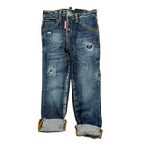 Dsquared2 Jeans tinta unita con Strappi Blu per Bambino DQ0239 BLU DSQUARED2 