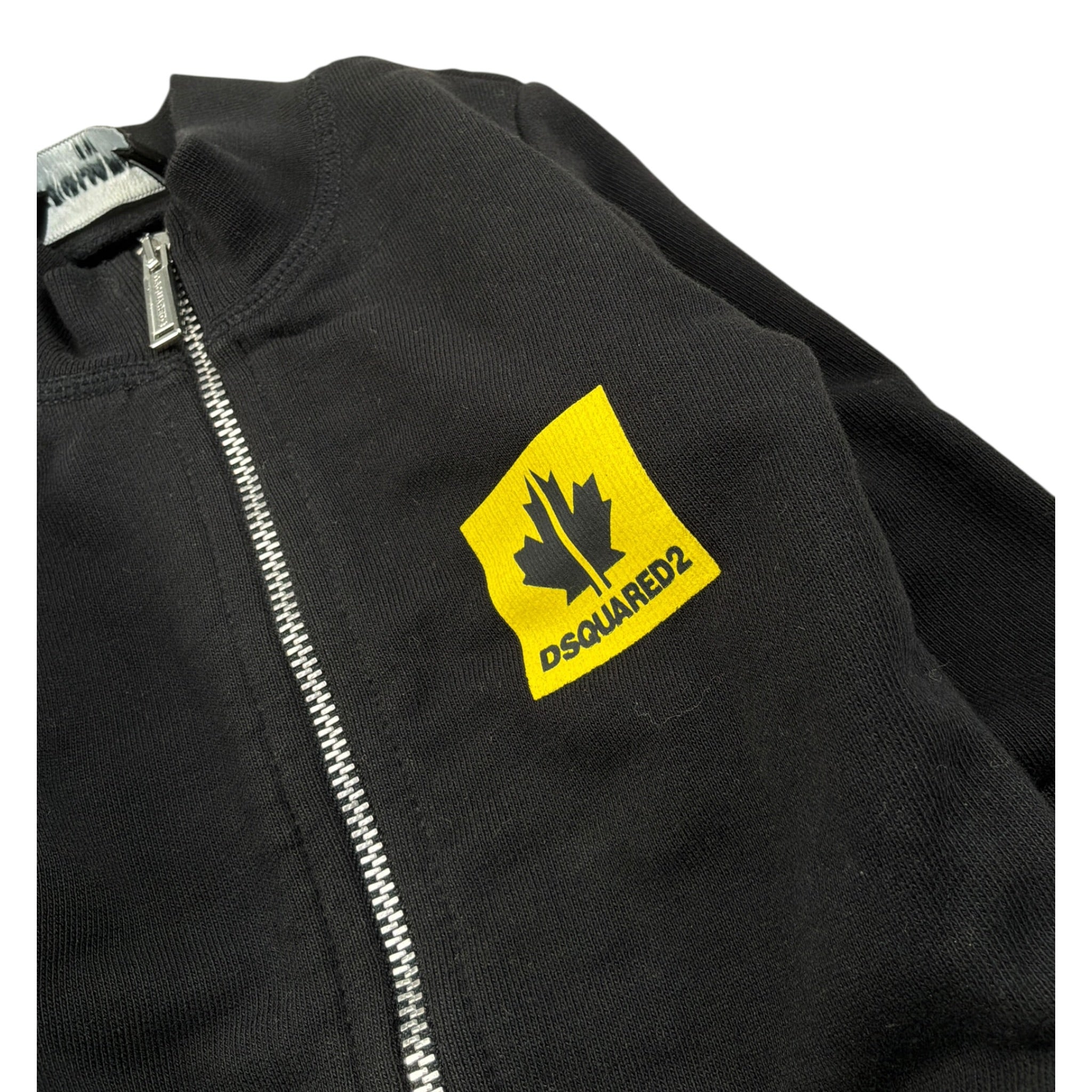 Dsquared2 Felpa tinta unita con Zip E Stampa Nero per Neonato DQ0282 NERO DSQUARED2 