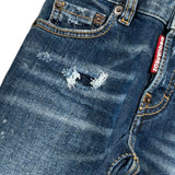 Dsquared2 Jeans tinta unita con Strappi Blu per Bambino DQ03LD BLU DSQUARED2 
