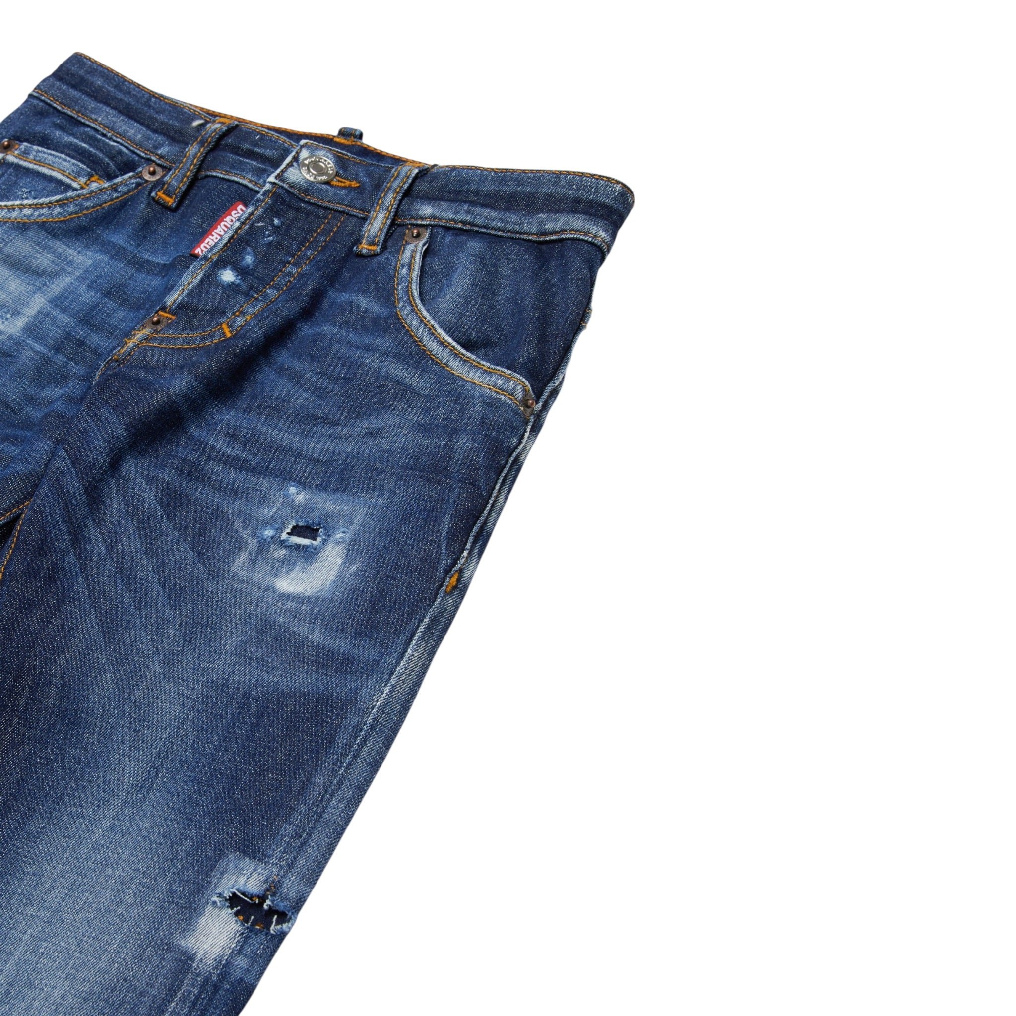 Dsquared2 Jeans tinta unita 5 Tasche Blu per Bambino DQ0731X BLU DSQUARED2 