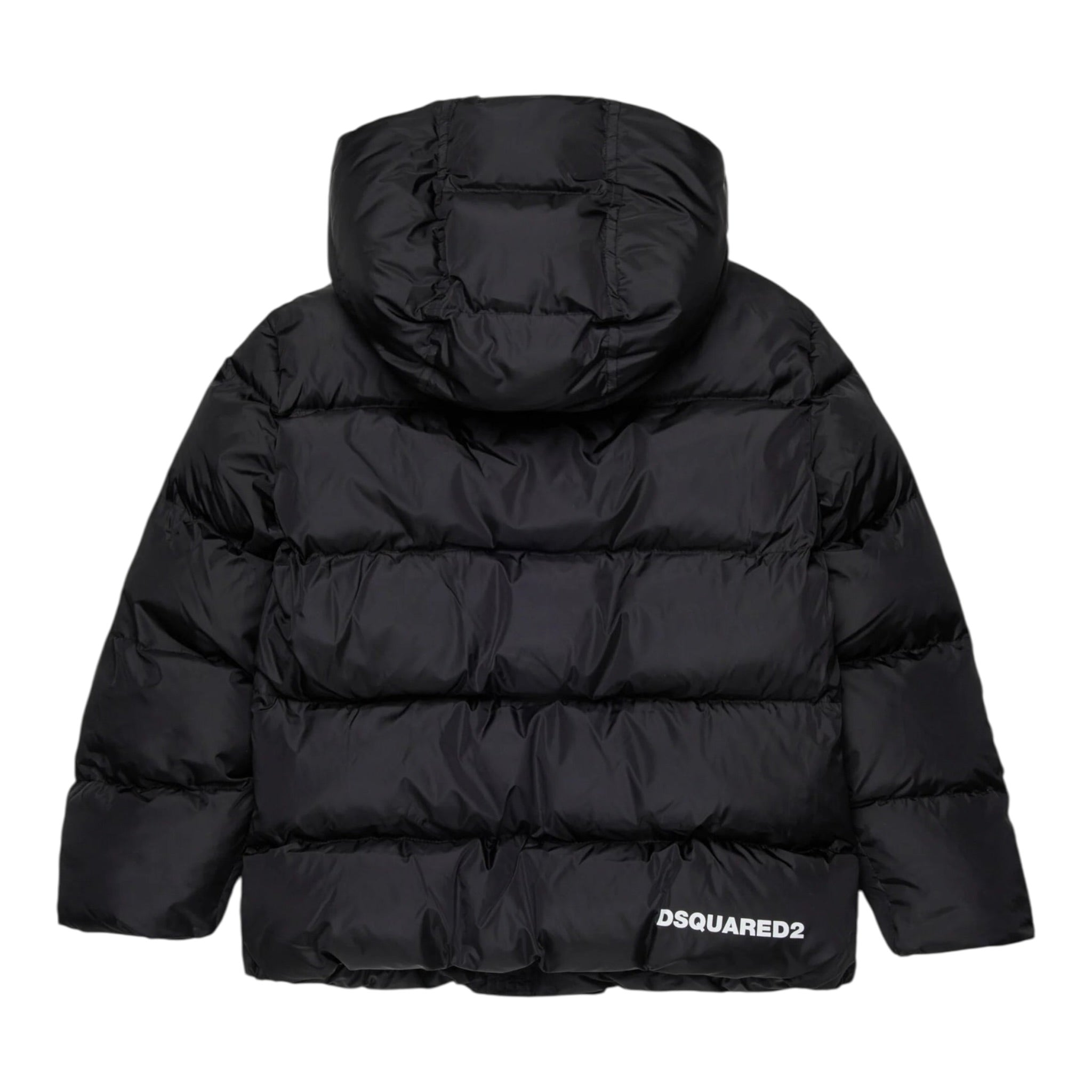 Dsquared2 Giubbino tinta unita con Zip E Cappuccio Nero per Bambino DQ1090 NERO DSQUARED2 